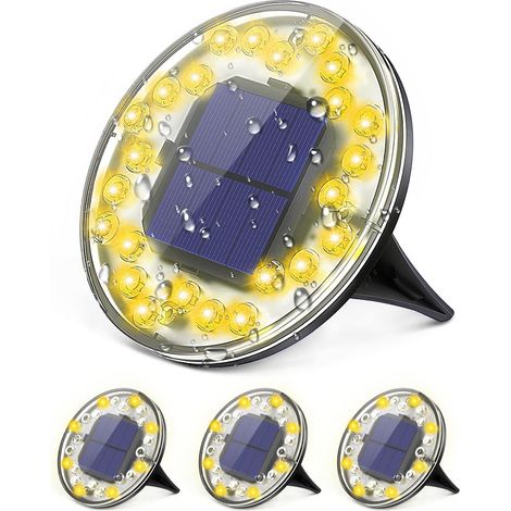 Lampes solaires au sol,24 LED Lumière Solaire Extérieur Jardin au Sol,Spot Solaire Exterieur Encastrable Etanche IP68,Sol Lampe Solaire Jardin pour jardins,cours,pelouses,trottoirs(blanc chaud 4 pack) (1/5)