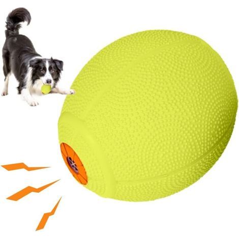 Quietschball für Hunde, unzerstörbares Hundespielzeug, Hundeball aus Naturkautschuk, schwimmt auf dem Wasser, Hundespielzeug für kleine, mittlere und große Hunde (Ø 6,5 x 8 cm, Grün) (1/5)