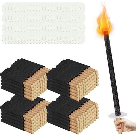 Randaco 150x Antorcha de jardín 42cm Antorchas para fiestas Antorchas de cera para bodas Tiempo de combustión Mango largo
