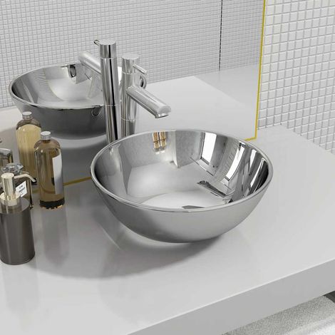 Lavabo 28 x 10 cm en céramique argentée