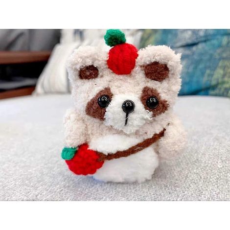 Étui en peluche raton laveur tricoté à la main, mignon et tout doux, compatible avec les AirPods 1 et 2. Motif dessin animé pour filles. (1/5)