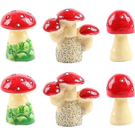 6 décorations en forme de champignon