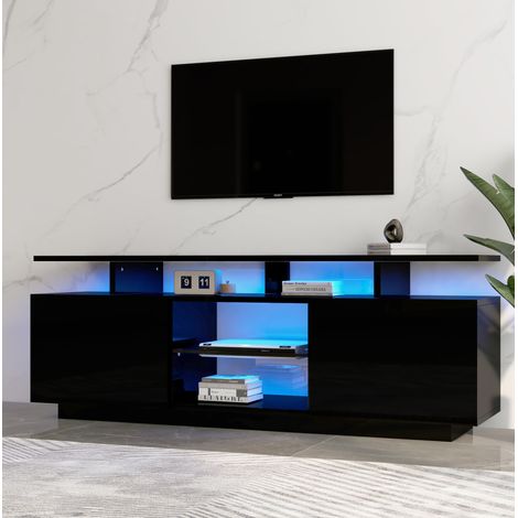 Mobile TV FloraGrace 140 x 35 x 55 cm nero con contenitore per soggiorno (1/5)