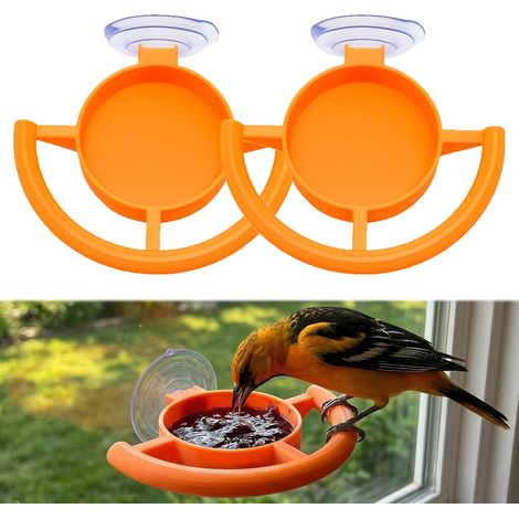 Lot de 2 supports de mangeoire à oiseaux à ventouse, mangeoire à ventouse pour fenêtre, mangeoire pour colibris, mangeoire d'extérieur imprimée en 3D pour jardin (1/5)