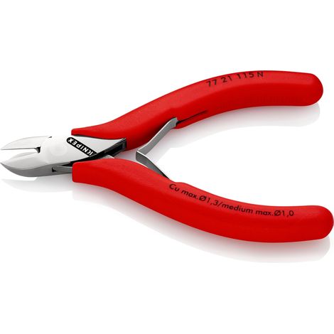 KNIPEX 77 21 115 N Tronchese laterale per elettronica con cerniera passante rivestiti in resina sintetica antiscivolo 115 mm (1/3)