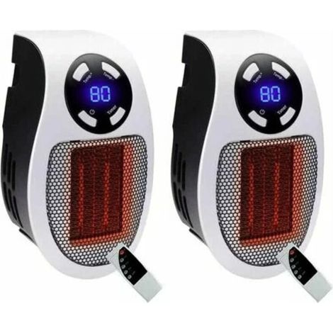 2 pièces Chauffage Enfichable, Mini Chauffe Électrique 500W, Réglable chauffage Thermostatique, fonction de contrôle de la température, fonction de minuterie, chauffage portable (1/5)
