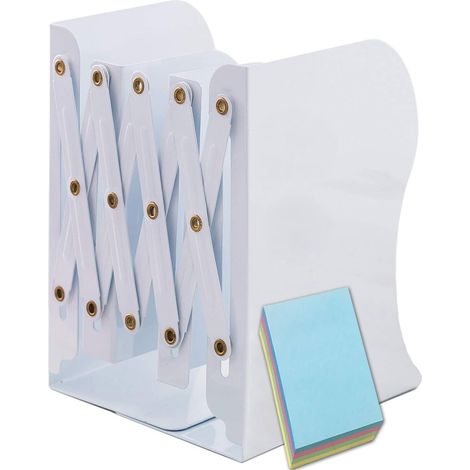 Serre Livre Métal Rétractable, pour Étagère, Bureau, Blanc, 1 Pièce (1/5)