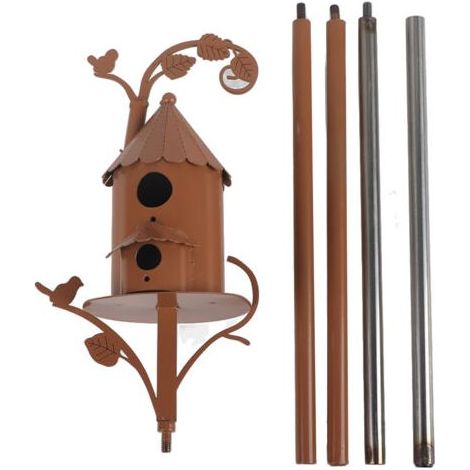 Nichoir à oiseaux en métal avec poteaux d'art, piquets de chalet, colibri en détresse, décor de jardin (1/5)