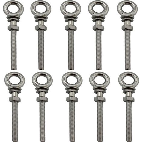 M6x60 Boulon à œil en acier inoxydable 316 – Boulon pivotant robuste pour levage et activités outdoor, avec vis et rondelles (Lot de 10)