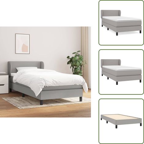 Boxspringbett mit Matratze Hellgrau 90x200 cm Stoff - Boxspringbett - Doppelbett - Schlafsystem - Bettenrahmen - Lattenrost (1/5)