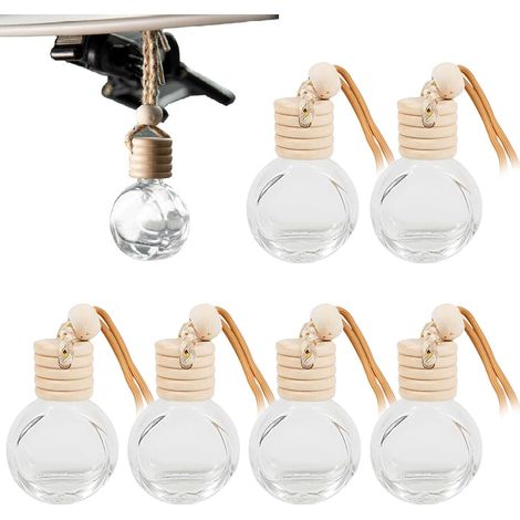 Hanging Car Air Freshener Diffuser Bottle, 10ml Refillable Glass Perfume Bottles Pendant, Perfume Bottles Pendant Air Fresheners with Wooden Stopper, 6 Pieces (1/5)