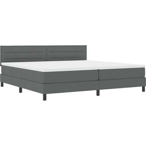 Maison Exclusive - Lit à ressorts avec matelas Gris foncé 200 x 200 cm tissu (1/5)