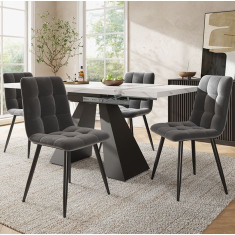 Conjunto mesa comedor extensible con 4 sillas MDF OKMYHOME (1/5)