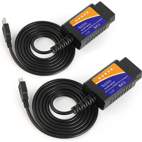 2-Pack Car Fault Detector – Reads and Clears Error Codes in 3 Minutes ELM327 USB V1.5 OBD2 Scanner with CD Manual OBDII Diagnostic Kit for All Vehicles (1/5)