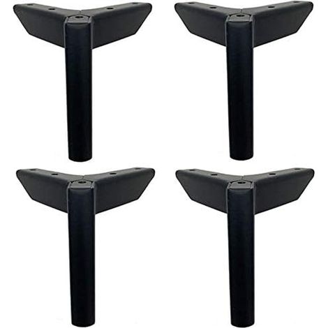 Lot de 4 pieds de meubles - Pieds de meuble en métal noir de 12 cm - Socles à monter soi-même pour tables et meubles - Conviennent pour chaises, meubles et canapés - Mobilier universel (1/5)