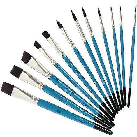 12 pinceaux en nylon pour acrylique, huile, gouache et aquarelle – lot de 12 brosses à poils synthétiques pour peinture artistique et loisirs créatifs. (1/4)