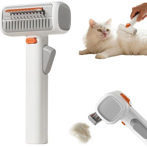 Brosse de toilettage autonettoyante 2 en 1 pour animaux de compagnie, outil de démêlage et d'élimination des poils morts (1/5)