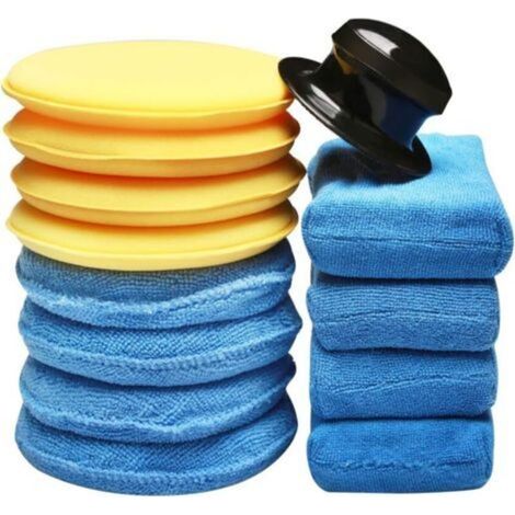 13Pcs Éponge De Polissage Voiture Éponge De Cire Éponge Fartage Tampon De Nettoyage pour Nettoyer Voitures Véhicule, Verre (Bleu, Jaune) (1/5)