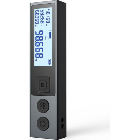 Lasermessung, tragbare Mini-Lasermessung, Legierungsgehäuse, wiederaufladbar, hintergrundbeleuchtetes Display, Einheitenumschaltung M/in/Ft, Modus des Satzes des Pythagoras, Messung von Entfernung, Fl