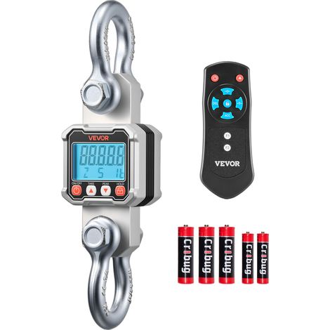 VEVOR Báscula Colgante Digital Carga Máxima 3000 kg Resolución 500 g con Aluminio Fundido, Retención de Pico Datos, Tara, Pantalla LCD, Escala Digital de Grúa Portátil para Almacen Pesca Granja Taller (1/5)