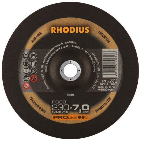 Disque de coupe RS38 230 x 7,0mm Inox Rhodius(Par 10) (1/2)