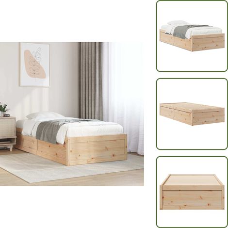 Massivholzbett ohne Matratze 90x190 cm Kiefernholz - Massivholzbette - Kiefernholzbette - Holzbetten - Modernes Bett - Schlichtes Bett (1/5)