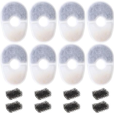 Lot de 8pcs Filtres pour Fontaine à Eau pour Animaux de Compagnie avec 8 Éponges Filtrantes Compatible Fontaine Filtres de Rechange pour Chien et Chat (1/4)