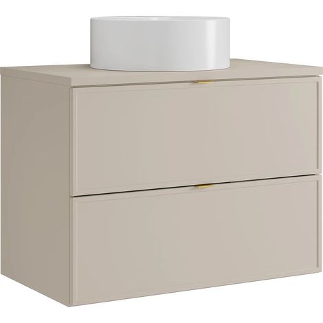 Mobile bagno sospeso con lavabo da appoggio rotondo Beige 80 cm - ONDIL (1/5)