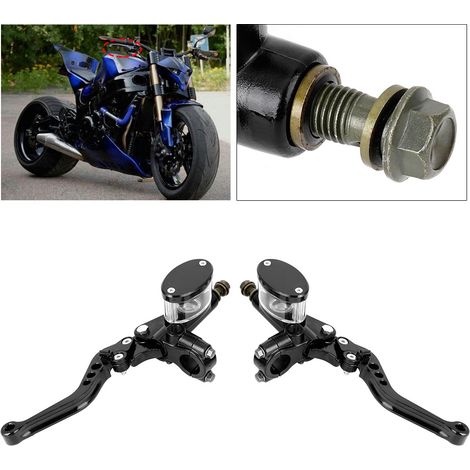 1 paire de leviers de frein et d'embrayage hydrauliques noirs avec réservoir de maître-cylindre en aluminium 7/8 po pour moto (1/5)