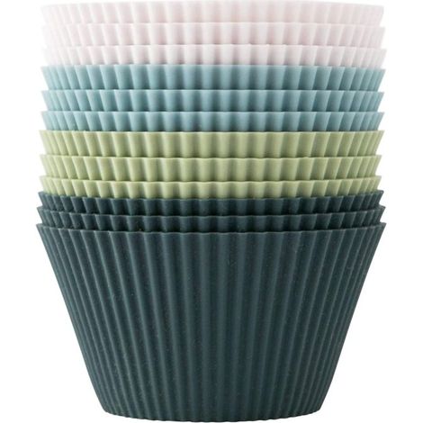 Dailygoods - Set di 12 stampi per cupcake - Stampi in silicone per muffin - Riutilizzabili - Senza BPA - Per torte/budini - 4 colori (1/5)