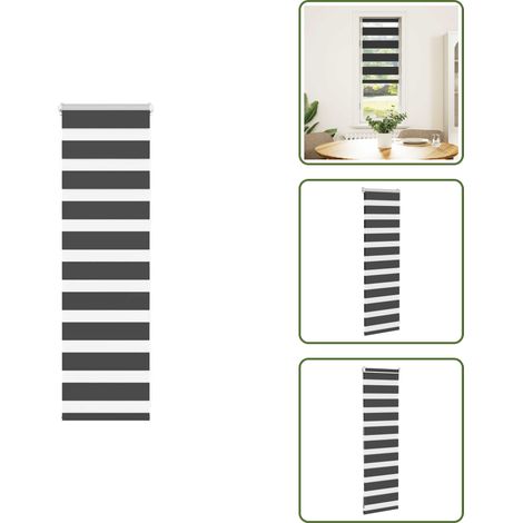 Zebrarollo Schwarz 55x100 cm Stoffbreite 50,9 cm Polyester - Zebra-Jalousie - Zebra-Jalousien - Zebra-Rollo - Doppelrollo (1/5)