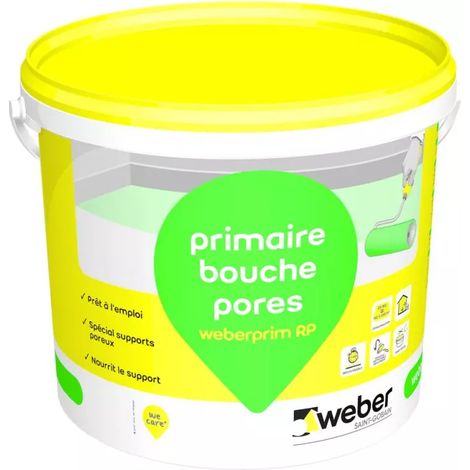 Weber Saint-Gobain Primaire polyvalent d'accrochage bouche pores Weber 5 kg, pour améliorer l'adhérence des mortier, colles, chapes et ragréage de sol , Weber.prim RP
