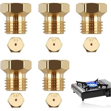 5pc Gicleurs Gaz Butane Universel, Gicleur Butane pour Gazinière, Cuisinière Plaque Cuisson,Injecteur Gaz Gicleur 0,5/0,7/0,87/1,02 (1/5)