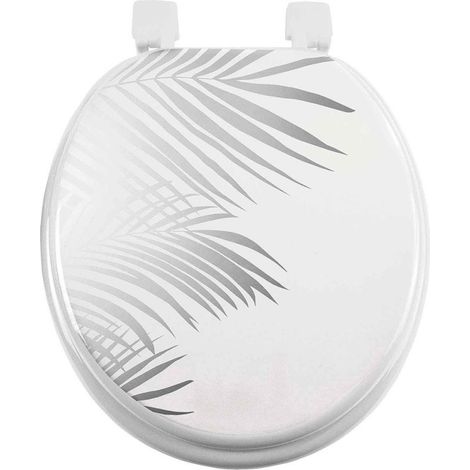 Douceur D'Intérieur – Abattant WC MDF Orbella blanc argent – Fixation facile – Dimensions 37x47 cm – Compatible cuvettes standards – Poids 2,9 kg