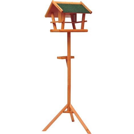 Mangeoire à oiseaux sauvages sur pied, abri-nichoir avec plateau, station pour oiseaux en bois pour extérieur, hauteur 150 cm (1/5)