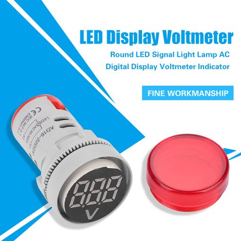 Voyant lumineux rond à LED, indicateur de voltmètre numérique AC (rouge) (1/5)