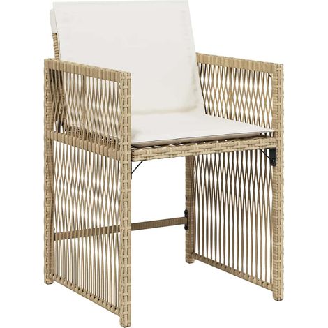 Garden Chairs with Cushions 4 pcs Beige Poly Rattan vidaXL (1/5)