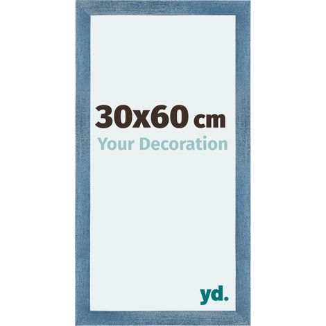 Your Decoration - 30x60 cm - Cadres Photo en MDF Avec Verre acrylique - Anti-Reflet - Excellente Qualité - Bleu Brillant Patiné - Cadre Decoration Murale - Mura.