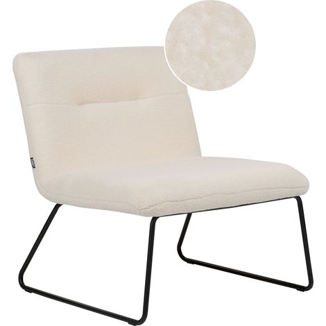 Silla sillón asiento ancho diseño clásico vintage estructura de metal negro tapicería bouclé blanco Cotulla