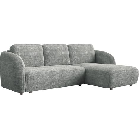 ALANYA - Canapé d'angle convertible avec coffre en tissu gris - Angle droit (1/5)