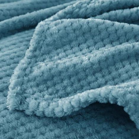 Couverture - Microfibre - 130 x 170 cm - Pour Canapé Lit ou Extérieur - Bleu Ardoise (1/5)