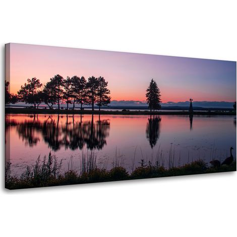 Leinwanddruck Sonnenuntergang über dem Wasser 80x40 cm