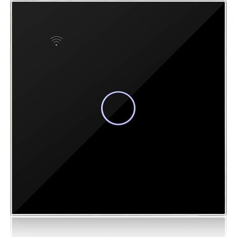 Interrupteur Wi-Fi Noir – 1 Gang, 1 Voie – Compatible Alexa – Interrupteur tactile connecté (Contrôle via App Tuya / Smart Life) (1/5)