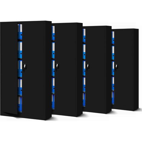 Lot de 4 Armoires de Bureau Métalliques 4 Étagères 185x90x40 cm (1/5)
