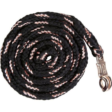180 cm, nero e rosa dorato: Longhina in tessuto morbido con moschettone antipanico da 180 cm modello Rosegold (1/5)