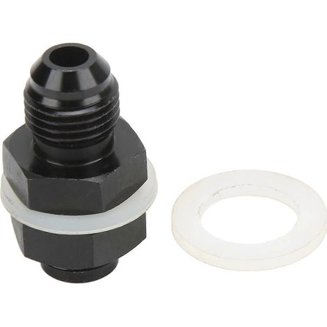 Raccord traversée de cloison en aluminium 6061‑T6 anodisé noir, avec rondelle PTFE, pour fluides variés, connecteur robuste et étanche, compatible avec la plupart des systèmes. (1/5)