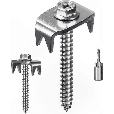 Agrafes de clôture en bois tendre, pointes métalliques réutilisables pour grillage et treillis, lot de 50 fixations (1/5)