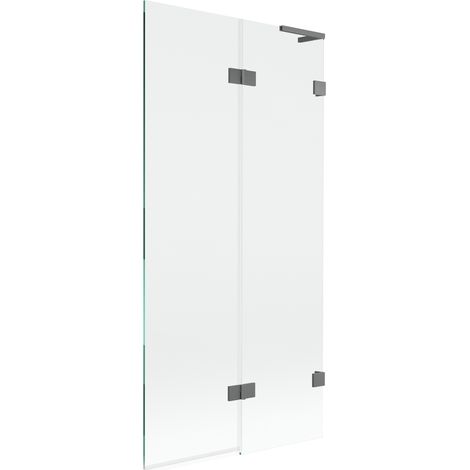 Mexen Lunar L paratia per vasca da bagno a 2 ante destra 90 x 150 cm, trasparente, gun metal - 897L-090-100-95-00-P (1/5)