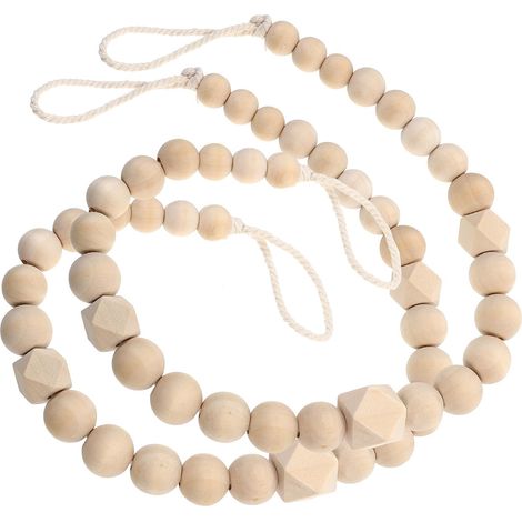 Lot de 2 Embrasses de Rideaux en Bois Perles Naturelles, Maintien Solide sans Outil, Décoration Élégante pour Mariage et Noël, Style Bohème et Classique (1/5)