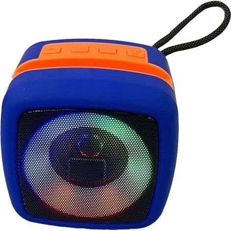 Enceinte Portable Sans Fil avec Lumière LED RVB, Compatible TF, USB, AUX, Mains Libres, Batterie Rechargeable, Bleu (1/2)